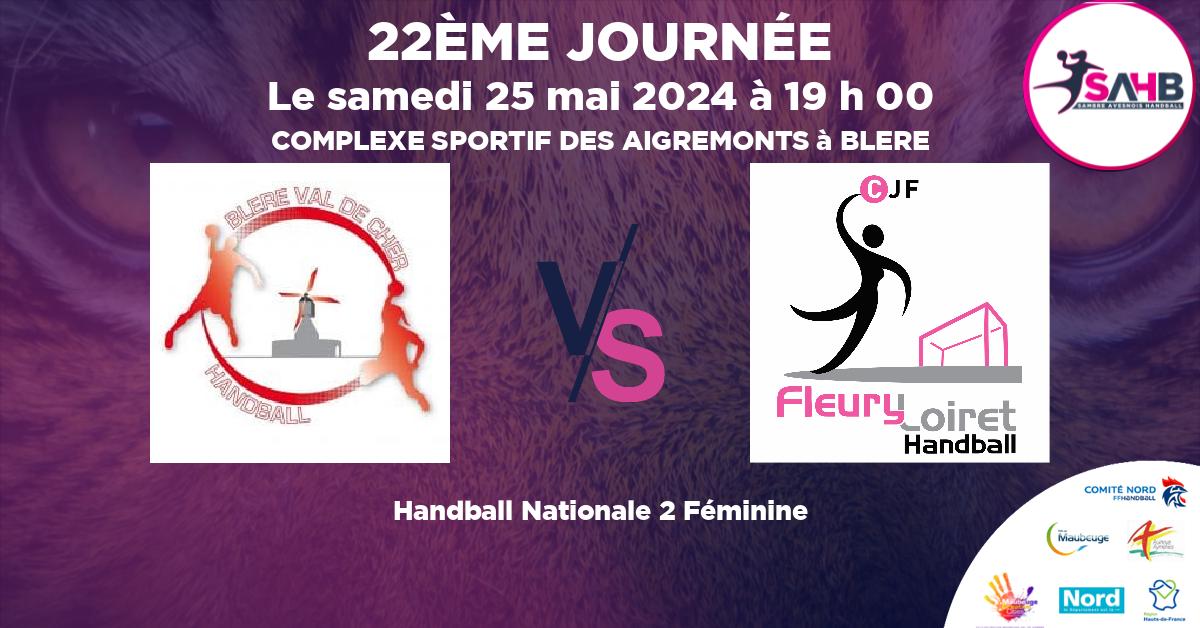 Nationale 2 Féminine handball, BLERE VAL DE CHER VS FLEURY LOIRET - COMPLEXE SPORTIF DES AIGREMONTS à BLERE à 19 h 00