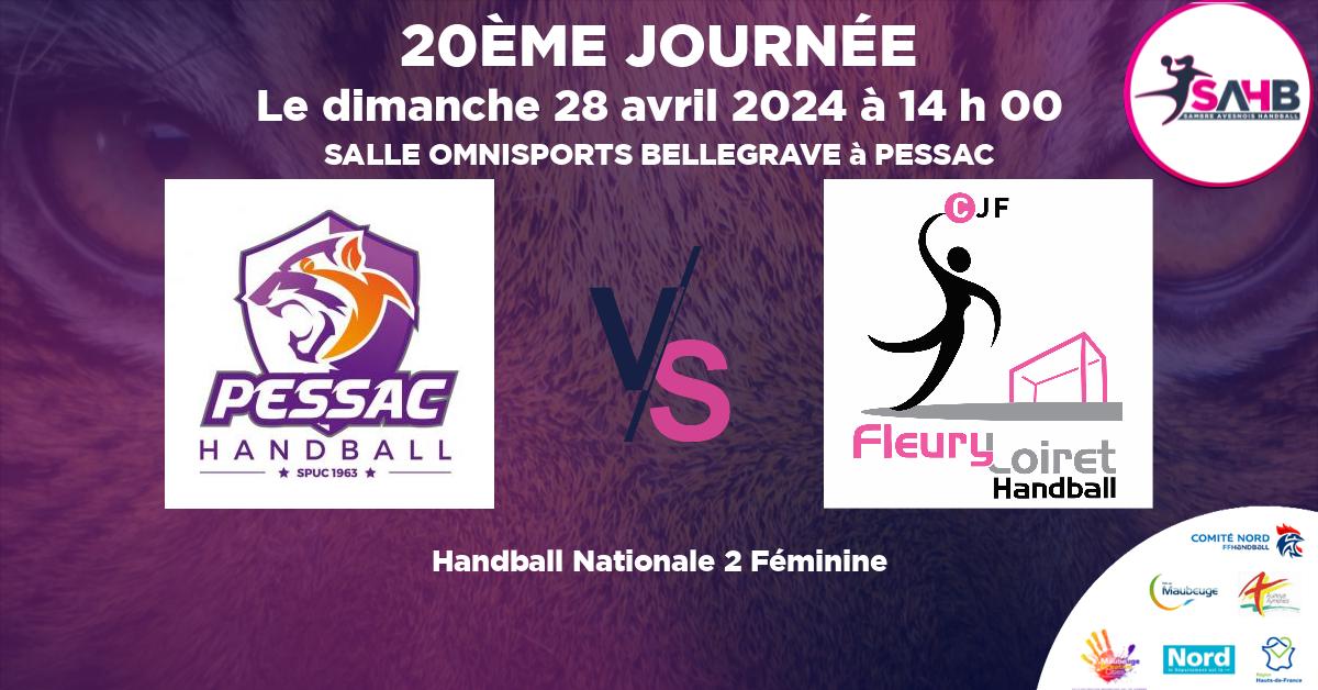 Nationale 2 Féminine handball, STADE PESSACAIS VS FLEURY LOIRET - SALLE OMNISPORTS BELLEGRAVE à PESSAC à 14 h 00
