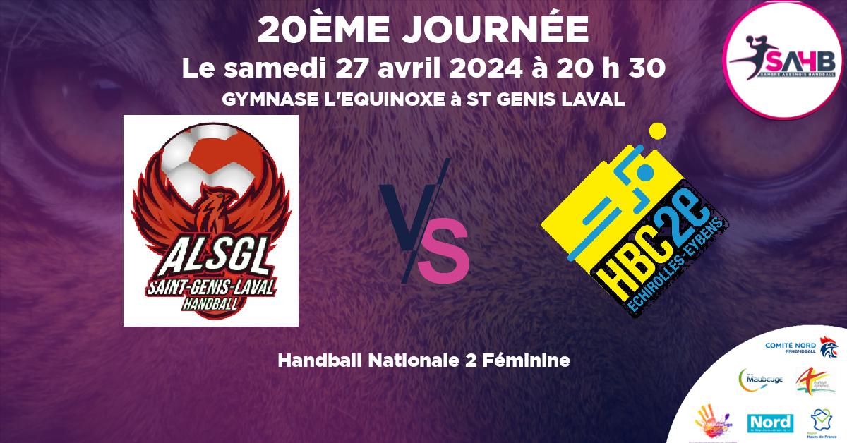 Nationale 2 Féminine handball, ST GENIS LAVAL VS ECHIROLLES-EYBENS - GYMNASE L'EQUINOXE à ST GENIS LAVAL à 20 h 30