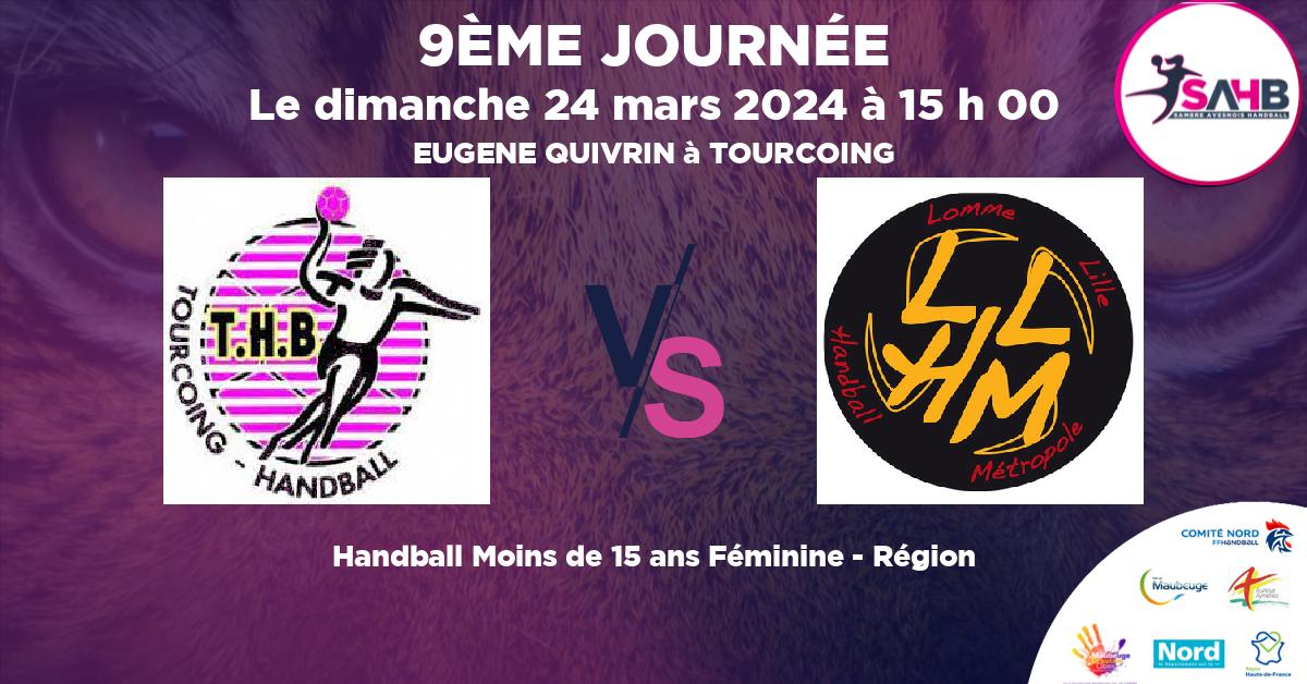 Moins de 15 ans Féminine - Région handball, TOURCOING VS LOMME - EUGENE QUIVRIN à TOURCOING à 15 h 00