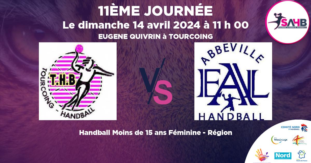 Moins de 15 ans Féminine - Région handball, TOURCOING VS ABBEVILLE - EUGENE QUIVRIN à TOURCOING à 11 h 00