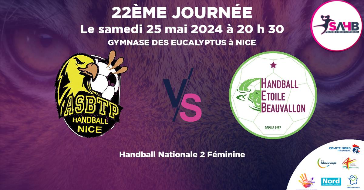 Nationale 2 Féminine handball, NICE VS ETOILE BEAUVALLON - GYMNASE DES EUCALYPTUS à NICE à 20 h 30