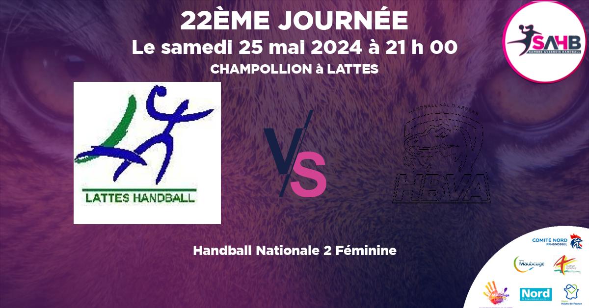Nationale 2 Féminine handball, LATTES VS VAL D'ARGENS - CHAMPOLLION à LATTES à 21 h 00