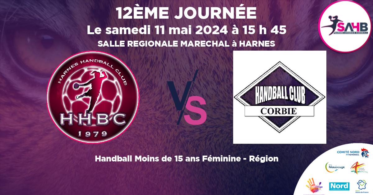 Moins de 15 ans Féminine - Région handball, HARNES VS CORBIE - SALLE REGIONALE MARECHAL à HARNES à 15 h 45