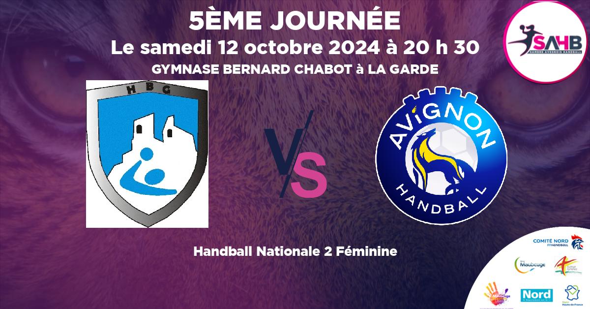 Nationale 2 Féminine handball, GARDEEN VS AVIGNON - GYMNASE BERNARD CHABOT à LA GARDE à 20 h 30