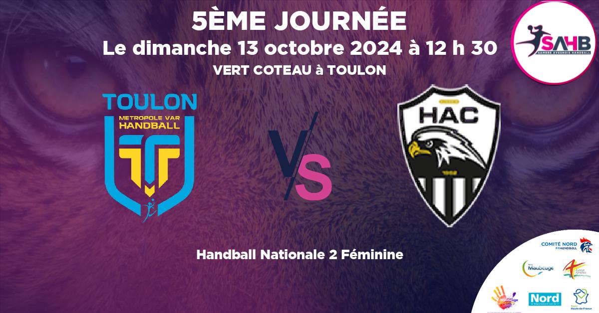 Nationale 2 Féminine handball, TOULON VS AJACCIO - VERT COTEAU à TOULON à 12 h 30