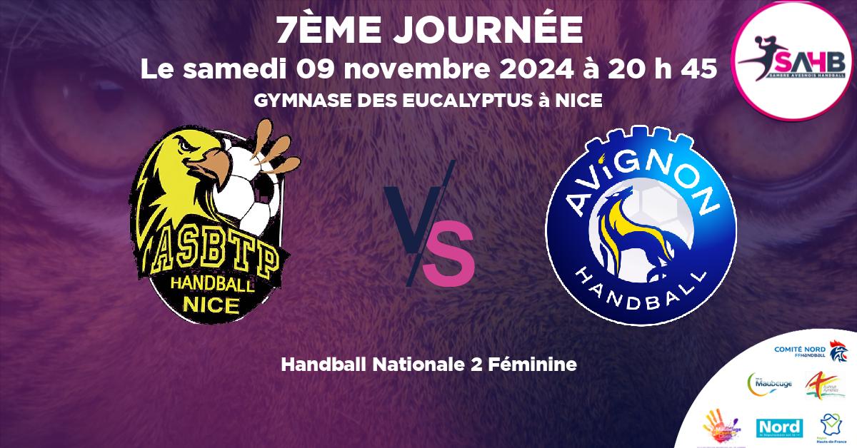 Nationale 2 Féminine handball, NICE VS AVIGNON - GYMNASE DES EUCALYPTUS à NICE à 20 h 45