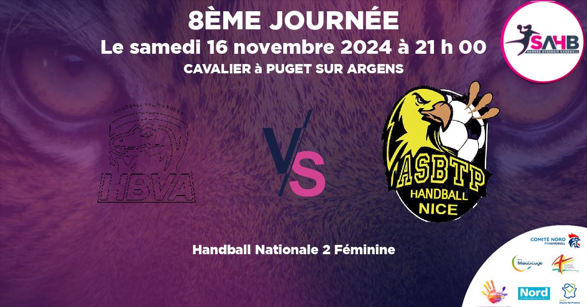 Nationale 2 Féminine handball, VAL D'ARGENS VS NICE - CAVALIER à PUGET SUR ARGENS à 21 h 00