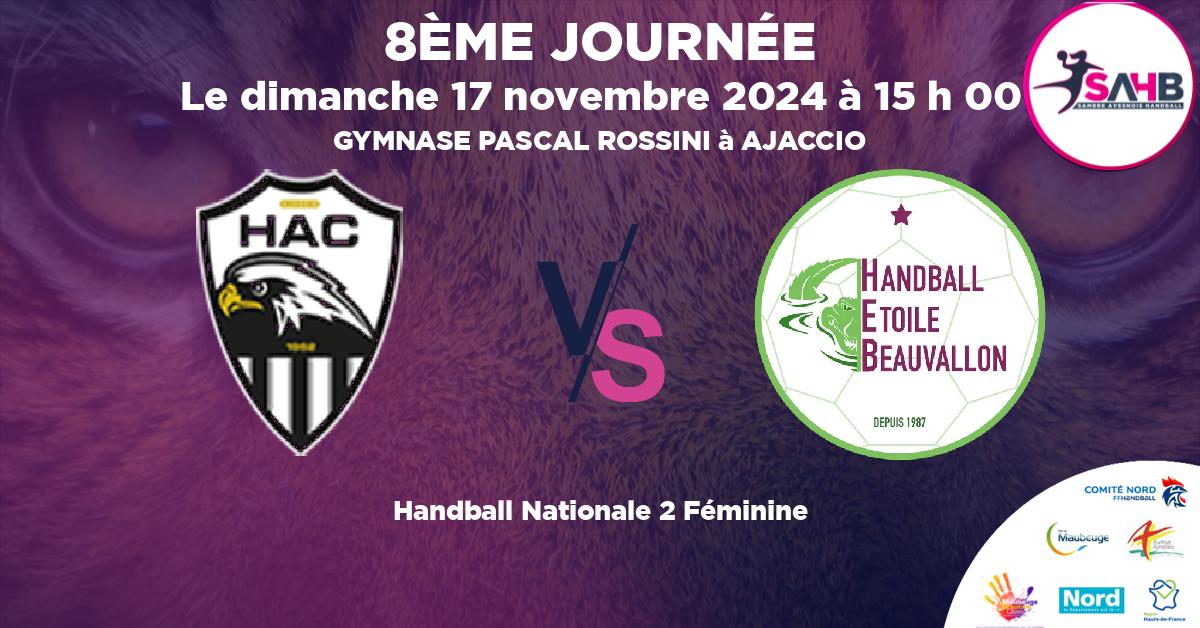 Nationale 2 Féminine handball, AJACCIO VS ETOILE BEAUVALLON - GYMNASE PASCAL ROSSINI à AJACCIO à 15 h 00