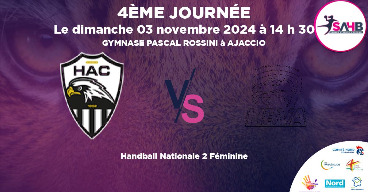 Nationale 2 Féminine handball, AJACCIO VS VAL D'ARGENS - GYMNASE PASCAL ROSSINI à AJACCIO à 14 h 30