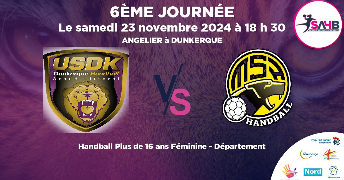 Plus de 16 ans Féminine - Département handball, DUNKERQUE VS MON'S'PORT - ANGELIER à DUNKERQUE à 18 h 30