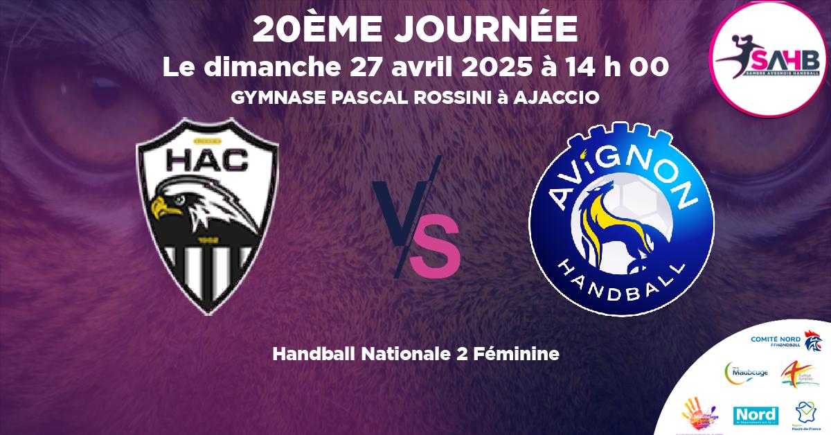 Nationale 2 Féminine handball, AJACCIO VS AVIGNON - GYMNASE PASCAL ROSSINI à AJACCIO à 14 h 00