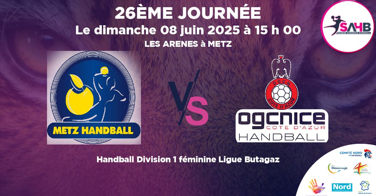 Division 1 féminine Ligue Butagaz handball, METZ VS OGC NICE COTE D'AZUR - LES ARENES à METZ à 15 h 00