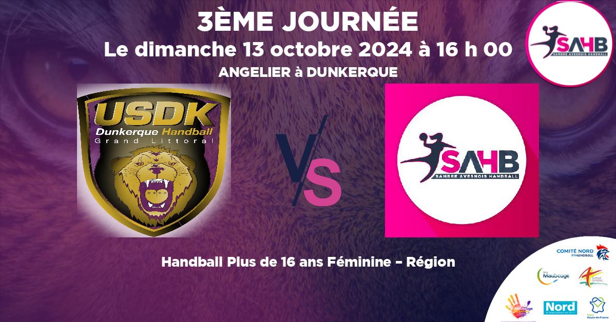 Plus de 16 ans Féminine – Région handball, DUNKERQUE VS SAMBRE AVESNOIS - ANGELIER à DUNKERQUE à 16 h 00
