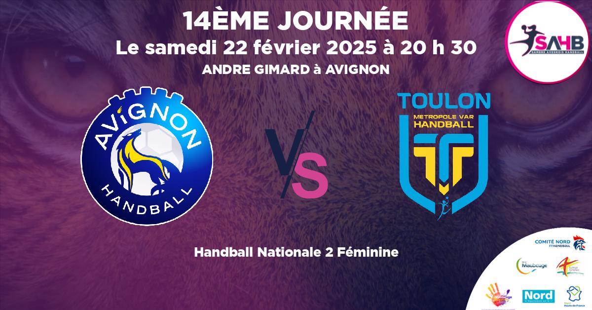 Nationale 2 Féminine handball, AVIGNON VS TOULON - ANDRE GIMARD à AVIGNON à 20 h 30