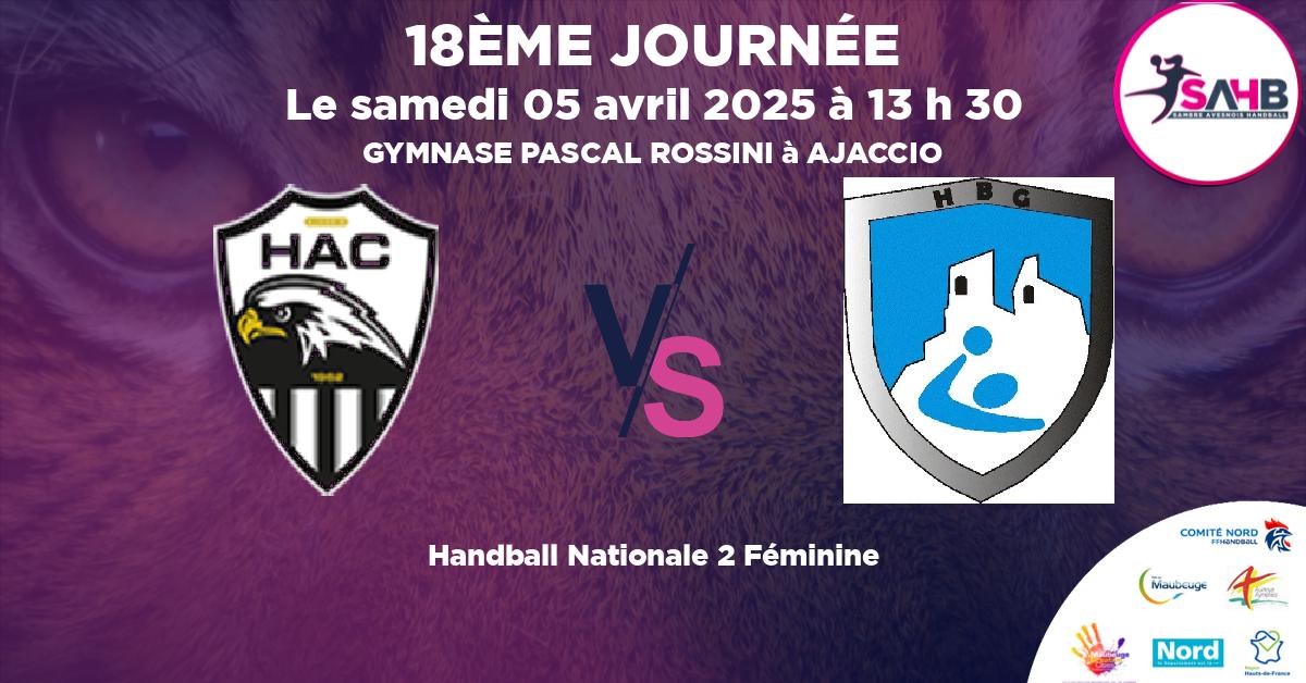 Nationale 2 Féminine handball, AJACCIO VS GARDEEN - GYMNASE PASCAL ROSSINI à AJACCIO à 13 h 30