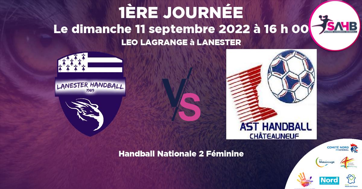 Nationale 2 Féminine handball, LANESTER VS CHATEAUNEUF EN THYMERAIS - LEO LAGRANGE à LANESTER à 16 h 00