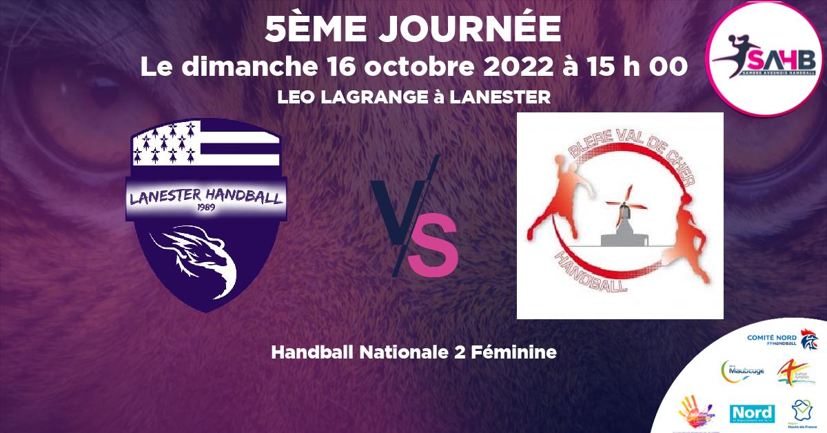 Nationale 2 Féminine handball, LANESTER VS BLERE VAL DE CHER - LEO LAGRANGE à LANESTER à 15 h 00