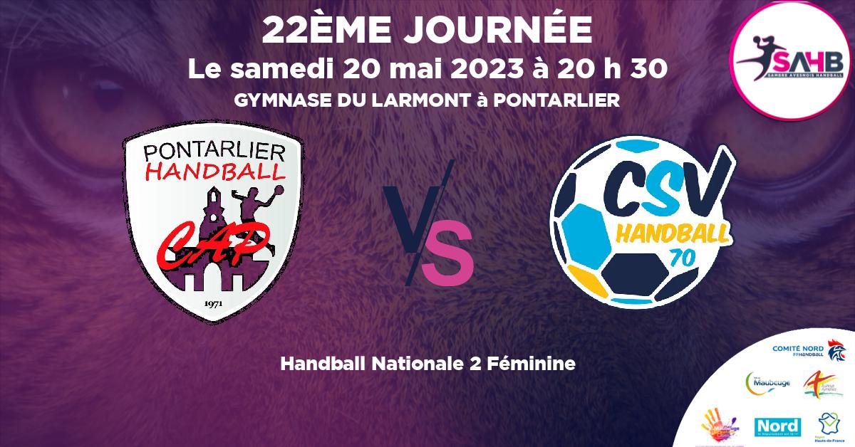 Nationale 2 Féminine handball, PONTARLIER VS VESOUL - GYMNASE DU LARMONT à PONTARLIER à 20 h 30