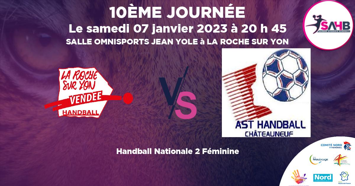 Nationale 2 Féminine handball, LA ROCHE SUR YON VENDEE VS CHATEAUNEUF EN THYMERAIS - SALLE OMNISPORTS JEAN YOLE à LA ROCHE SUR YON à 20 h 45