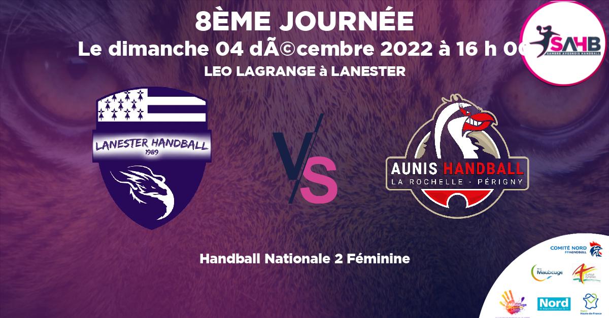 Nationale 2 Féminine handball, LANESTER VS AUNIS LA ROCHELLE PERIGNY - LEO LAGRANGE à LANESTER à 16 h 00