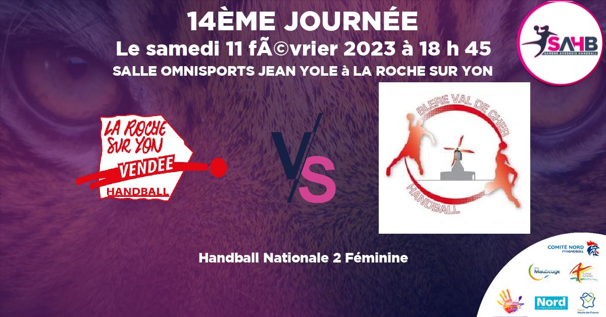 Nationale 2 Féminine handball, LA ROCHE SUR YON VENDEE VS BLERE VAL DE CHER - SALLE OMNISPORTS JEAN YOLE à LA ROCHE SUR YON à 18 h 45