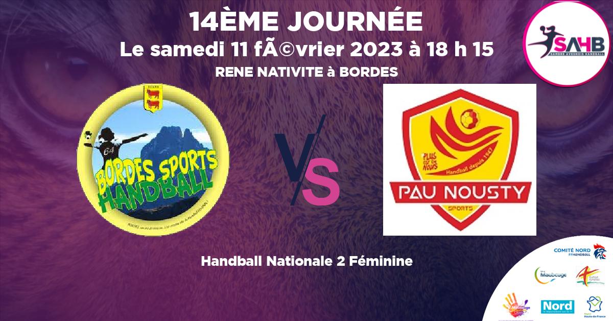 Nationale 2 Féminine handball, BORDES VS PAU NOUSTY - RENE NATIVITE à BORDES à 18 h 15