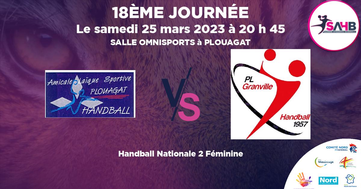 Nationale 2 Féminine handball, PLOUAGAT VS GRANVILLE - SALLE OMNISPORTS à PLOUAGAT à 20 h 45