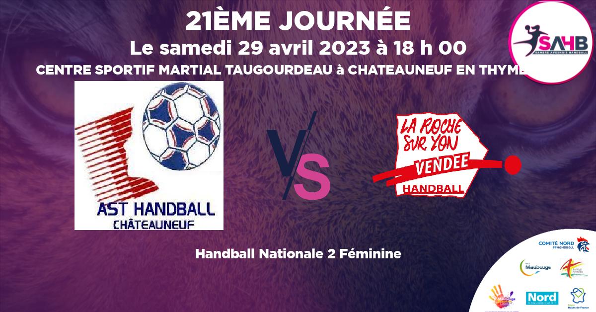 Nationale 2 Féminine handball, CHATEAUNEUF EN THYMERAIS VS LA ROCHE SUR YON VENDEE - CENTRE SPORTIF MARTIAL TAUGOURDEAU à CHATEAUNEUF EN THYMERAIS à 18 h 00