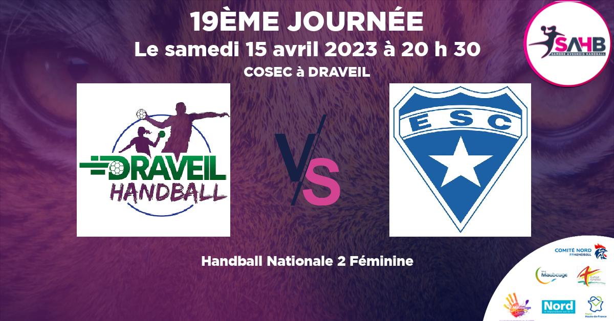 Nationale 2 Féminine handball, DRAVEIL VS ETOILE SPORTIVE COLOMBIENNE - COSEC à DRAVEIL à 20 h 30