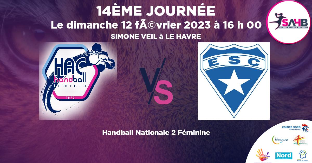 Nationale 2 Féminine handball, HAVRE ATHLETIC VS ETOILE SPORTIVE COLOMBIENNE - SIMONE VEIL à LE HAVRE à 16 h 00