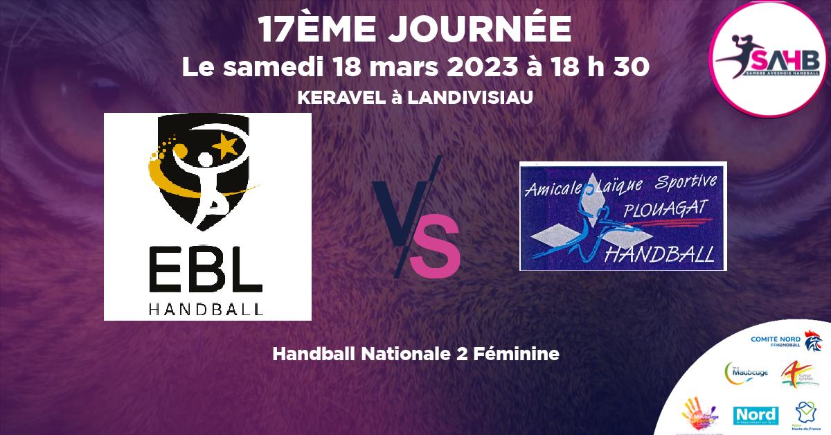 Nationale 2 Féminine handball, BAS LEON VS PLOUAGAT - KERAVEL à LANDIVISIAU à 18 h 30