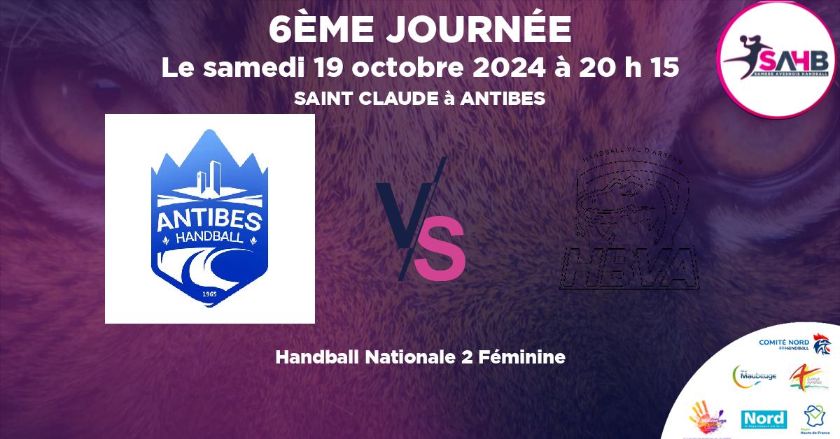Nationale 2 Féminine handball, O. ANTIBES JUAN LES PINS VS VAL D'ARGENS - SAINT CLAUDE à ANTIBES à 20 h 15
