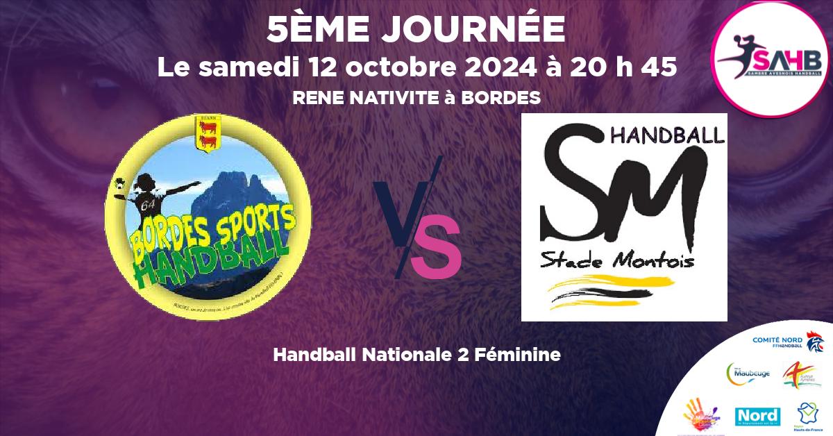 Nationale 2 Féminine handball, BORDES VS STADE MONTOIS - RENE NATIVITE à BORDES à 20 h 45
