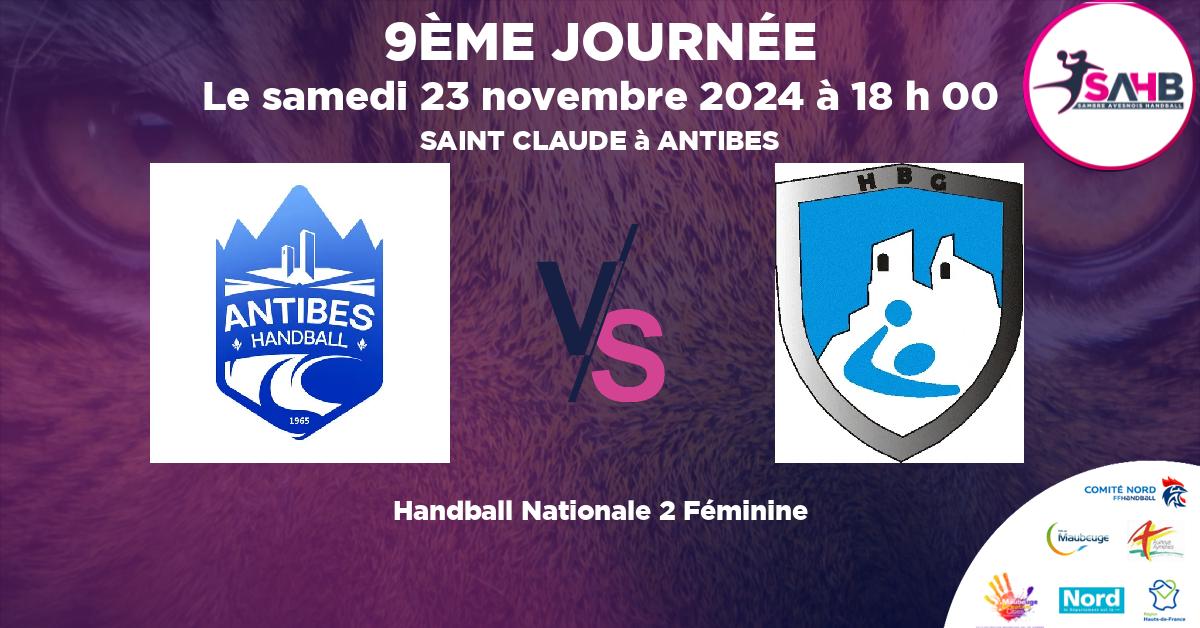 Nationale 2 Féminine handball, O. ANTIBES JUAN LES PINS VS GARDEEN - SAINT CLAUDE à ANTIBES à 18 h 00