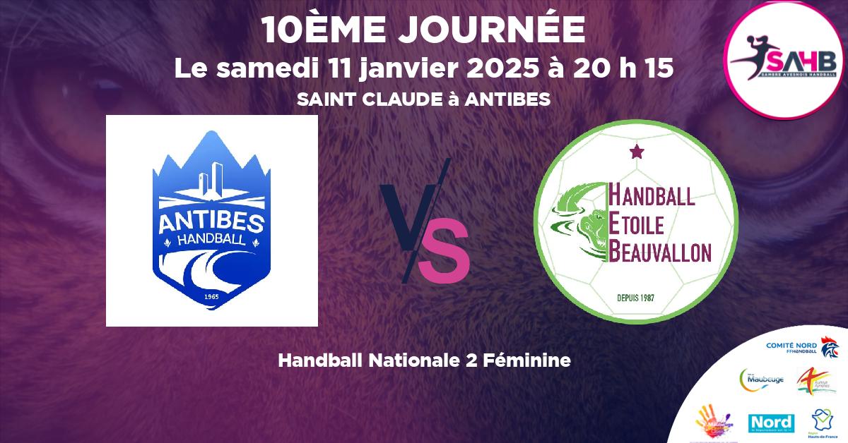 Nationale 2 Féminine handball, O. ANTIBES JUAN LES PINS VS ETOILE BEAUVALLON - SAINT CLAUDE à ANTIBES à 20 h 15