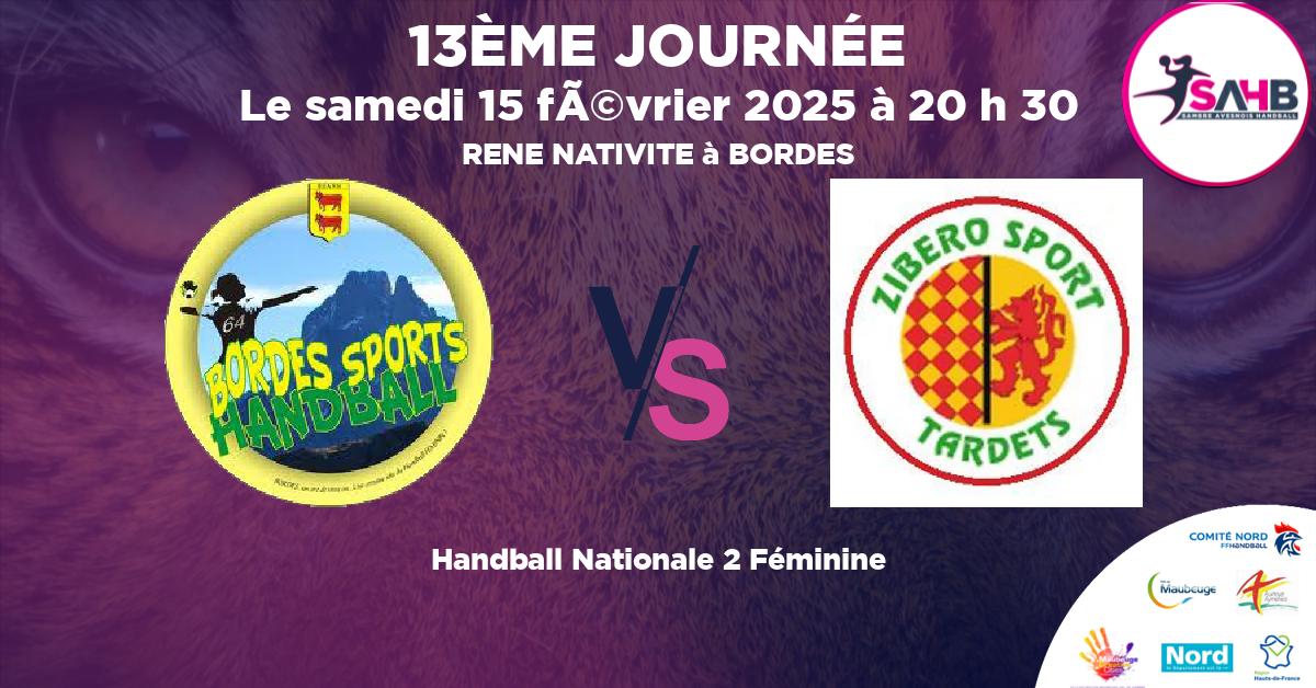 Nationale 2 Féminine handball, BORDES VS ZIBERO TARDETS - RENE NATIVITE à BORDES à 20 h 30