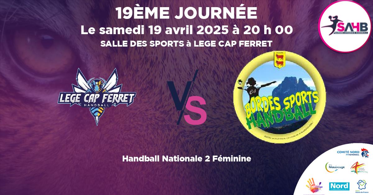 Nationale 2 Féminine handball, LEGE CAP-FERRET VS BORDES - SALLE DES SPORTS à LEGE CAP FERRET à 20 h 00
