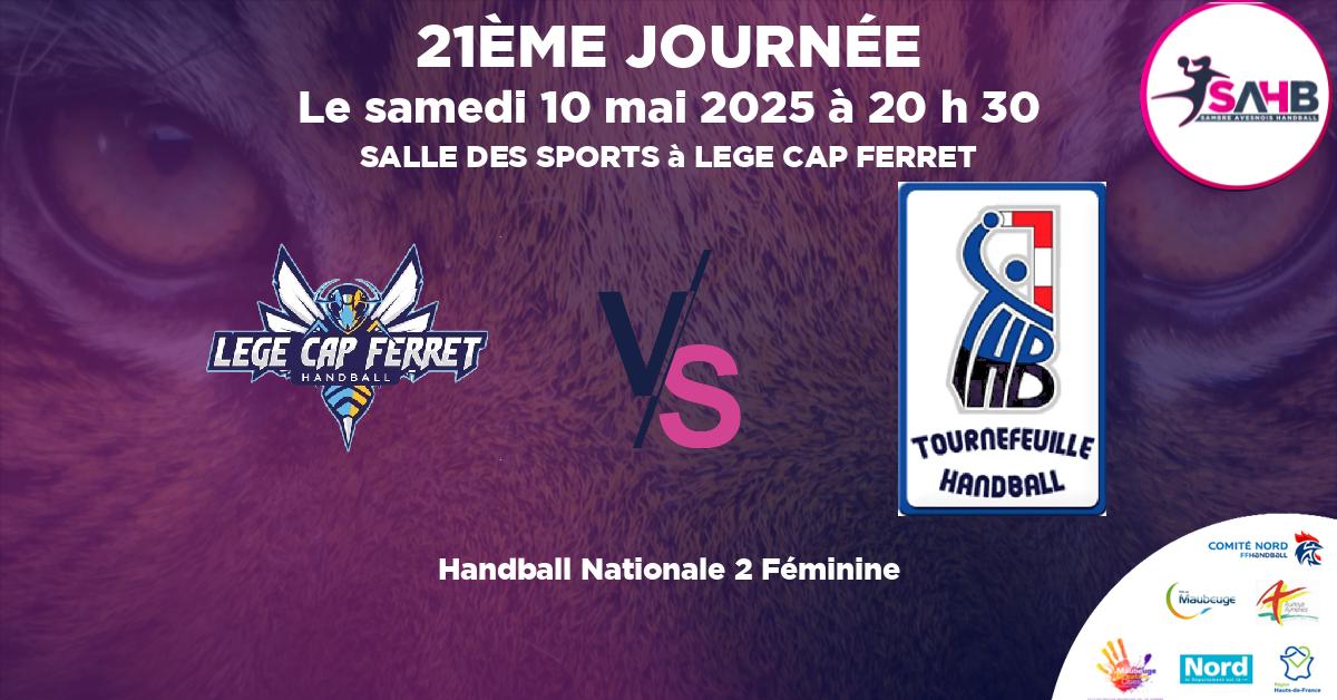 Nationale 2 Féminine handball, LEGE CAP-FERRET VS TOURNEFEUILLE - SALLE DES SPORTS à LEGE CAP FERRET à 20 h 30