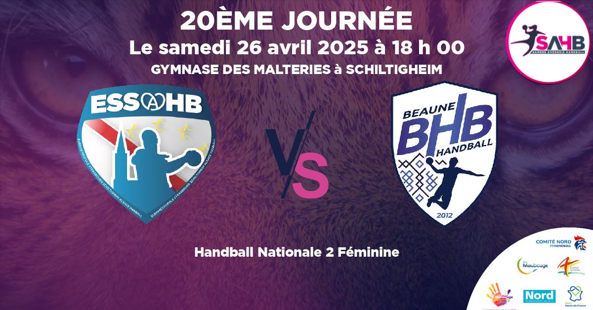 Nationale 2 Féminine handball, STRASBOURG SCHILTIGHEIM VS BEAUNE - GYMNASE DES MALTERIES à SCHILTIGHEIM à 18 h 00
