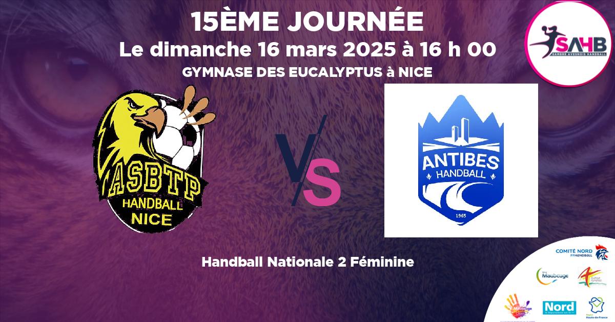 Nationale 2 Féminine handball, NICE VS O. ANTIBES JUAN LES PINS - GYMNASE DES EUCALYPTUS à NICE à 16 h 00