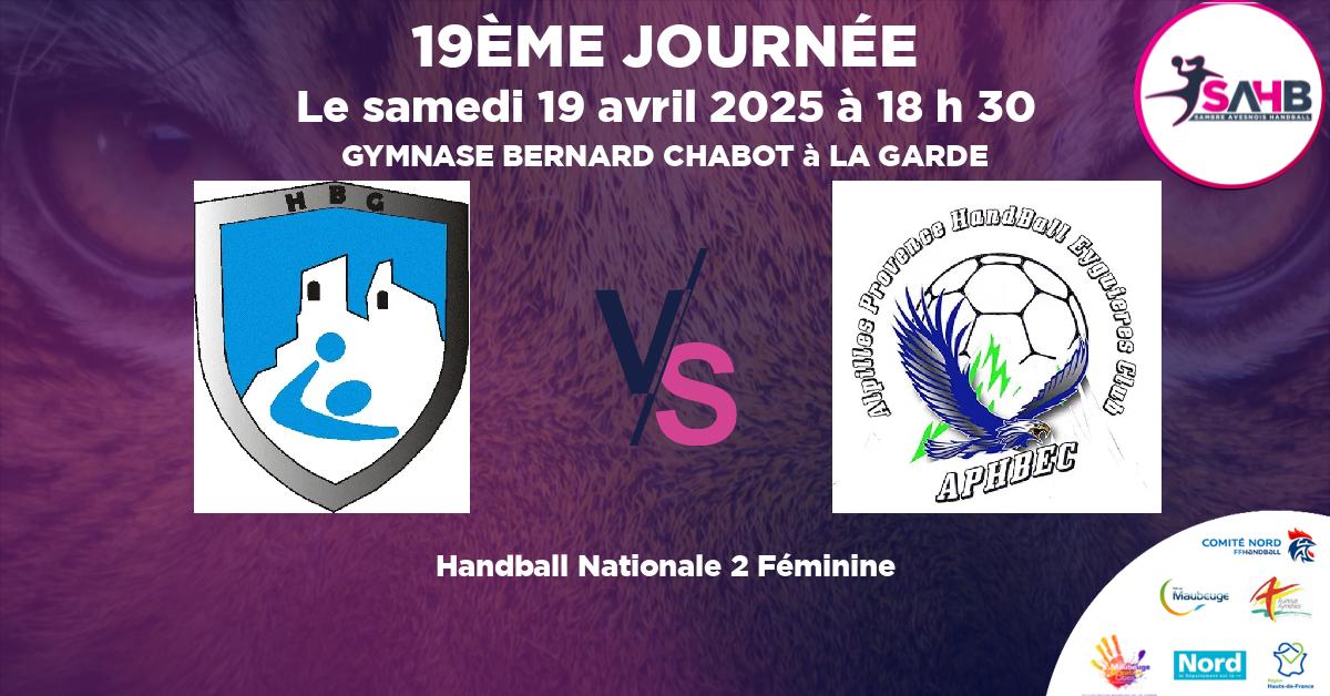 Nationale 2 Féminine handball, GARDEEN VS EYGUIERES  ISTRES - GYMNASE BERNARD CHABOT à LA GARDE à 18 h 30