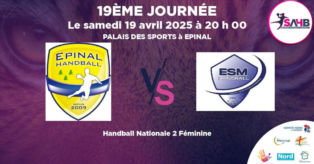 Nationale 2 Féminine handball, EPINAL VS SAONE MAMIROLLE - PALAIS DES SPORTS à EPINAL à 20 h 00
