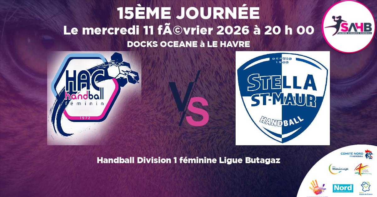 Division 1 féminine Ligue Butagaz handball, HAVRE ATHLETIC VS STELLA SAINT-MAUR - DOCKS OCEANE à LE HAVRE à 20 h 00