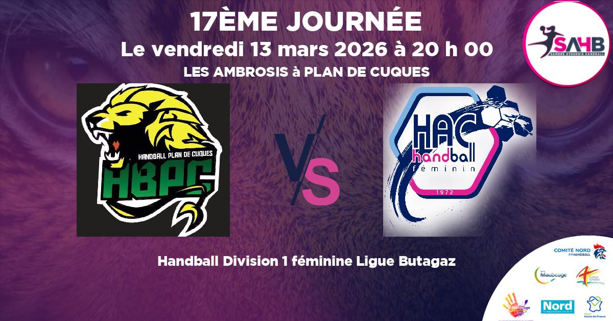 Division 1 féminine Ligue Butagaz handball, PLAN DE CUQUES VS HAVRE ATHLETIC - LES AMBROSIS à PLAN DE CUQUES à 20 h 00