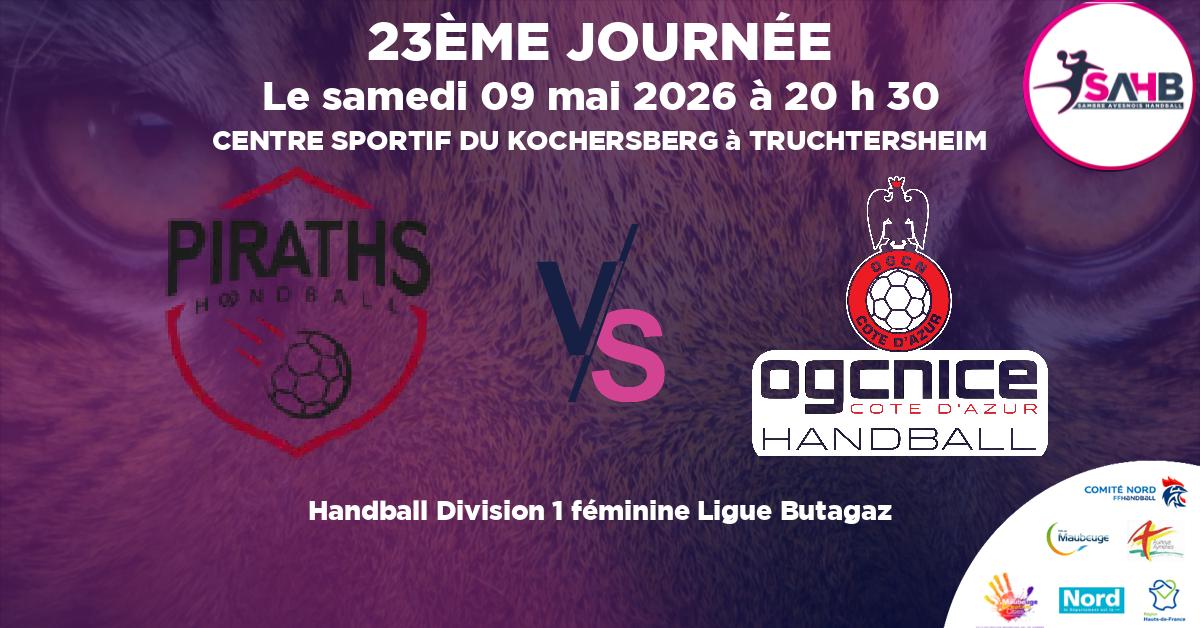 Division 1 féminine Ligue Butagaz handball, STRASBOURG ACHENHEIM TRUCHTERSHEIM VS OGC NICE COTE D'AZUR - CENTRE SPORTIF DU KOCHERSBERG à TRUCHTERSHEIM à 20 h 30