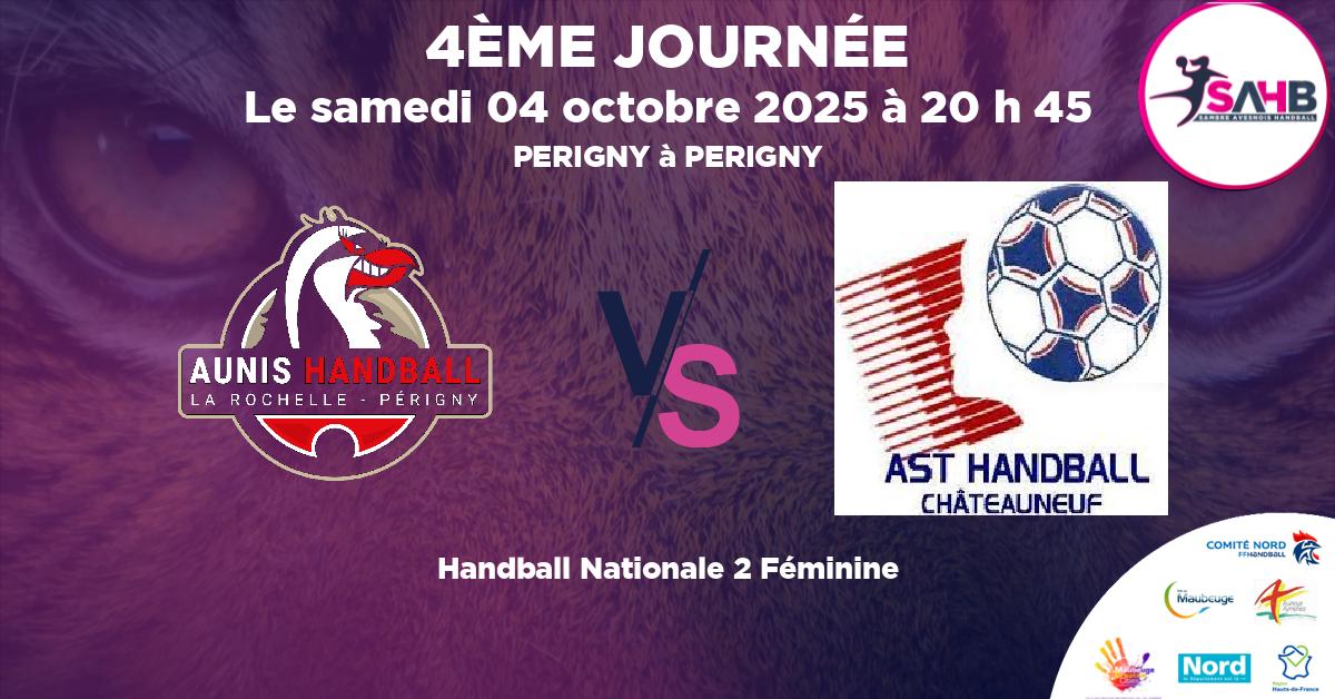 Nationale 2 Féminine handball, AUNIS LA ROCHELLE PERIGNY VS CHATEAUNEUF EN THYMERAIS - PERIGNY à PERIGNY à 20 h 45