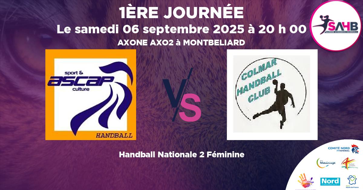 Nationale 2 Féminine handball, PAYS DE MONTBELIARD VS COLMAR - AXONE AXO2 à MONTBELIARD à 20 h 00
