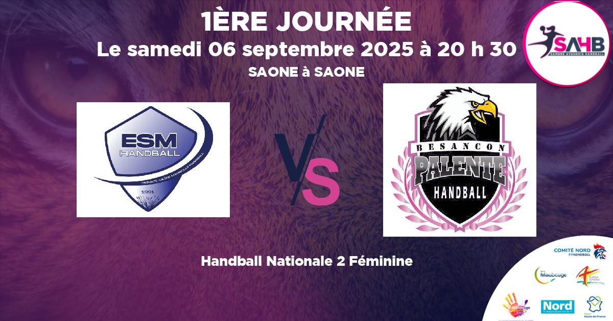 Nationale 2 Féminine handball, SAONE MAMIROLLE VS PALENTE BESANCON - SAONE à SAONE à 20 h 30