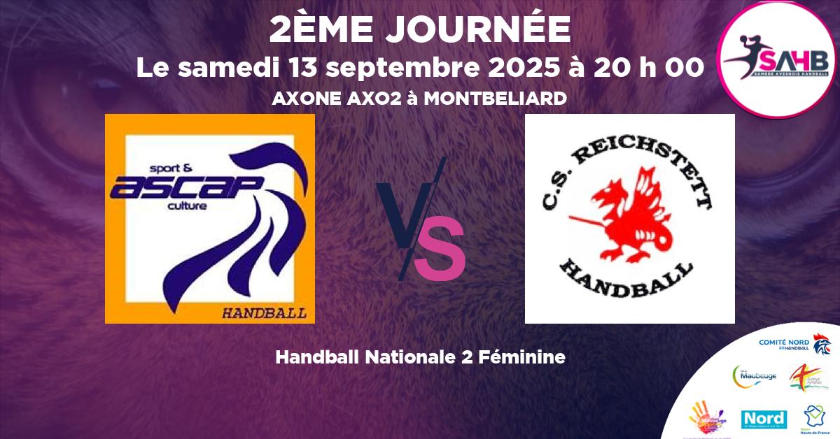 Nationale 2 Féminine handball, PAYS DE MONTBELIARD VS REICHSTETT - AXONE AXO2 à MONTBELIARD à 20 h 00